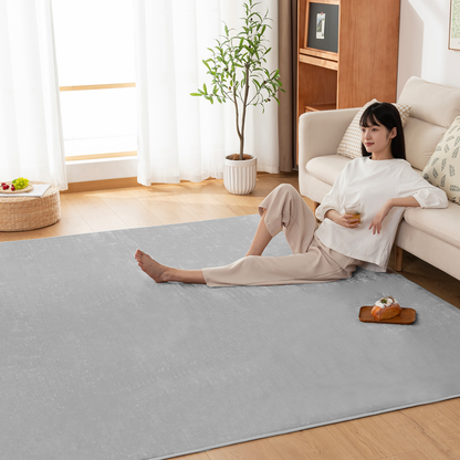 Softime カーペット ラグ ラグマット 185×185cm（約2畳）絨毯 滑り止め付 ラグカーペット 軽量設計 洗える 地毯 抗菌 防臭 防ダニ フランネルラグ オールシーズン 床暖房 ホットカーペット対応 無地・アイボリー