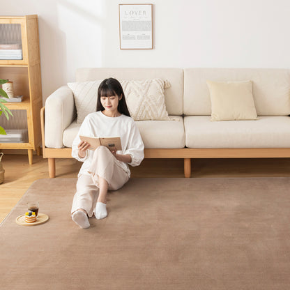 Softime カーペット ラグ 低反発 ラグマット 厚手 15mm 絨毯 防音 200×250cm 約3畳 滑り止め付 防ダニ 抗菌 防臭 地毯 オールシーズン快適 床暖房 ホットカーペット対応 じゅうたん リビングマット 無地・ベージュ