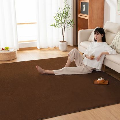 Softime カーペット ラグ ラグマット 185×185cm（約2畳）絨毯 滑り止め付 ラグカーペット 軽量設計 洗える 地毯 抗菌 防臭 防ダニ フランネルラグ オールシーズン 床暖房 ホットカーペット対応 無地・アイボリー