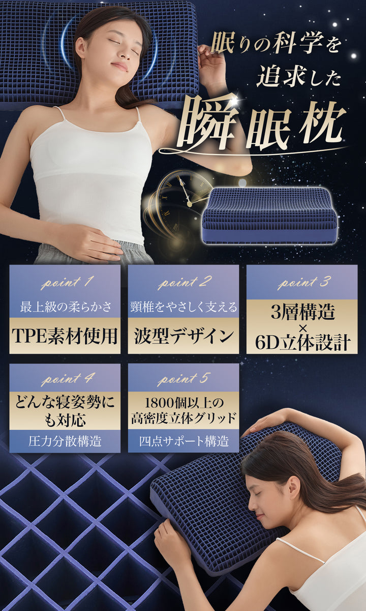 Softime 枕 まくら 首が痛くならない枕 ジェル枕 3 層立体構造 TPE 枕 2 段階高さ調整 快眠枕 圧力分散