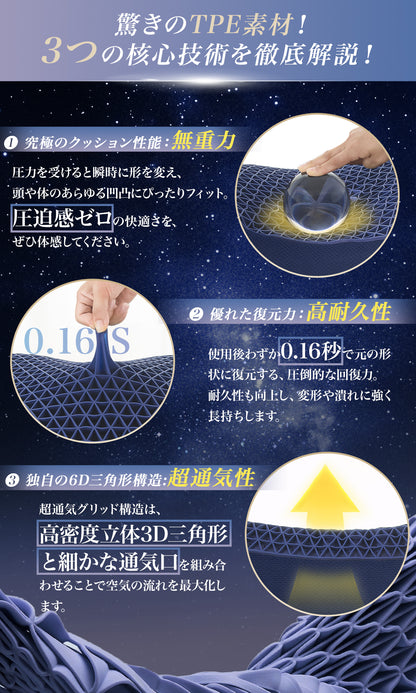 Softime 枕 まくら 首が痛くならない枕 ジェル枕【超柔らかい TPE+40D 低反発ウレタン + 高さ 2 段階】枕 肩こり いびき防止枕 颈椎枕 整体枕 横寝枕 快眠枕 肩こり枕 ジェルピロー 無重力枕 ゲル枕 tpe 枕 ハニカム枕 pillow 無重力ピロー 人間工学 低反発枕 圧力分散 ウェーブ形 強通気性 枕カバー付 約 60408/10cm 深眠（スタンダードモデル・W サポート）