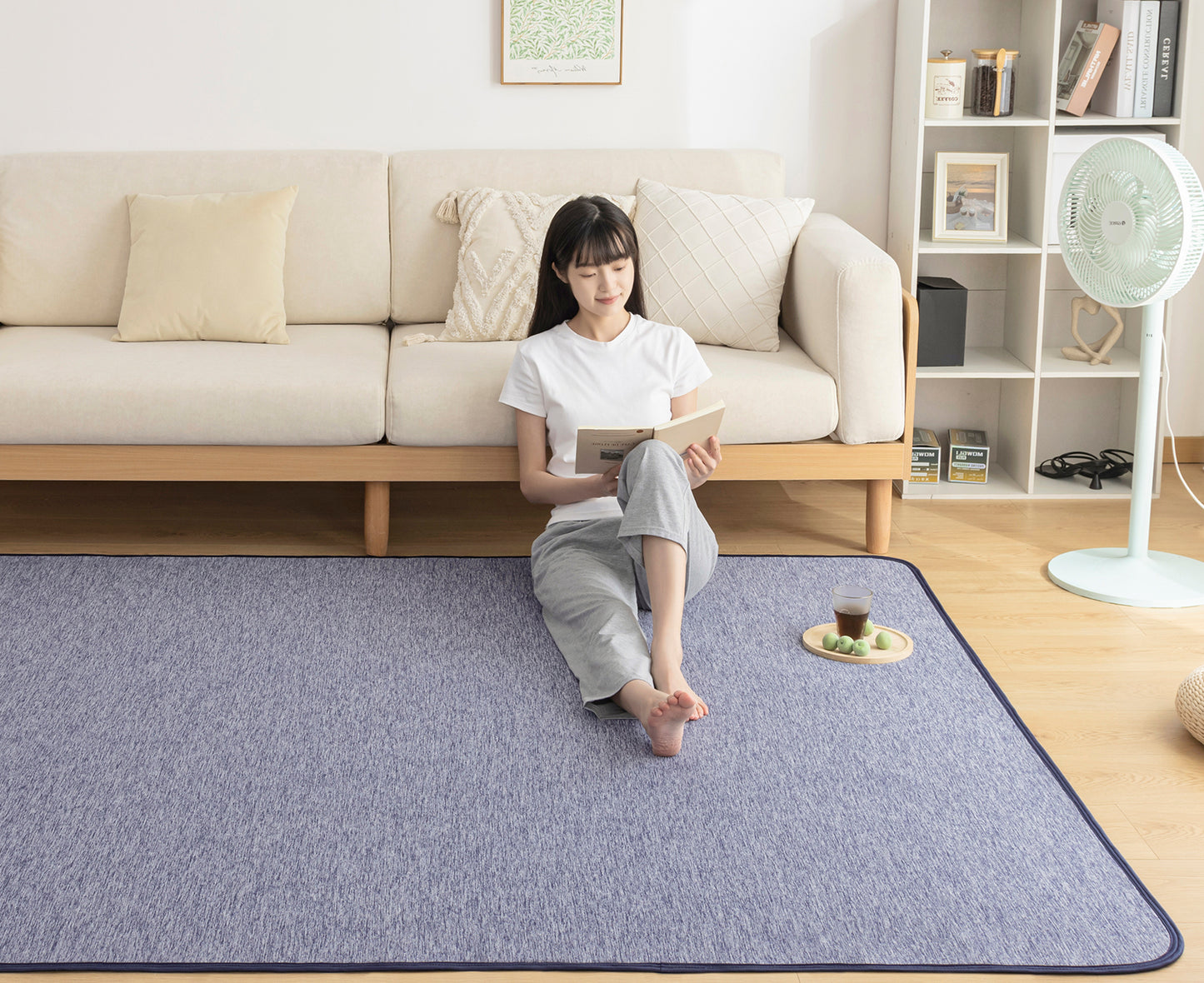 Softime カーペット 夏用ラグマットI007-185185YWGY 185×185cm (約2畳） グレー