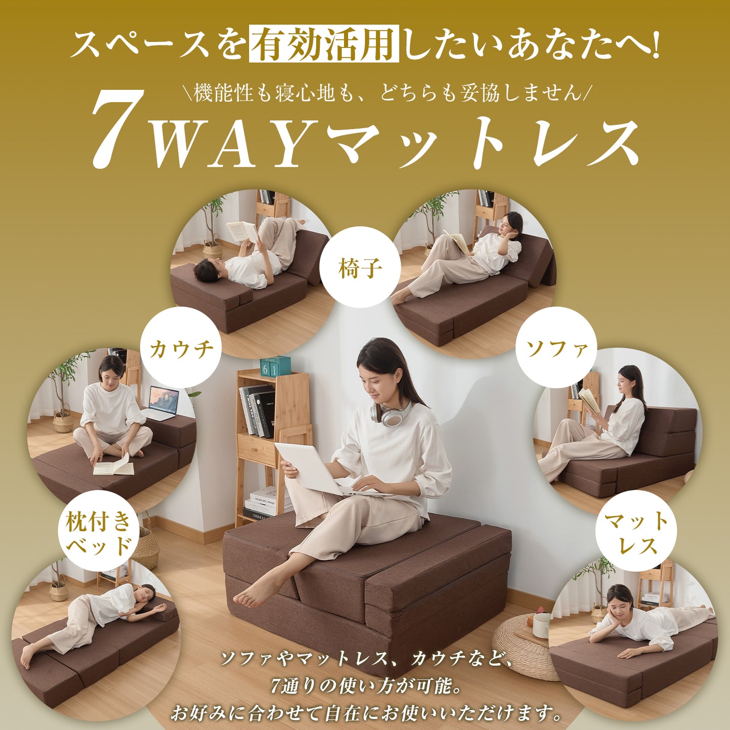 Softime マットレス シングル 極厚18cm 7Ｗay 30D 高反発 ソファマットレス 一人用 折りたたみマットレス ソファーベッド 洗えるカバー 一人暮らし 単身赴任 来客用 圧縮梱包 折りたたみマットレスソファ 80*180*18cm グレー F4