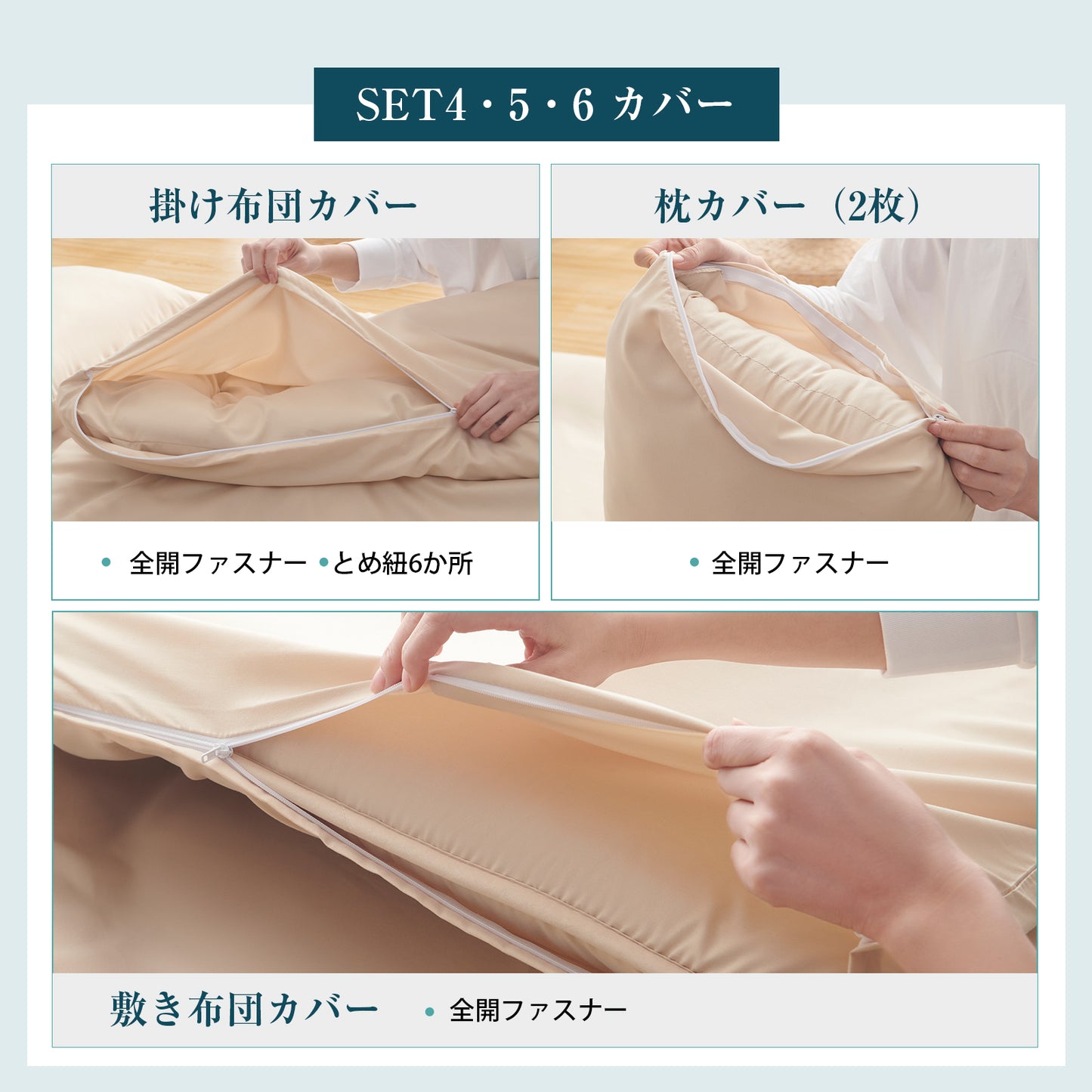 Softime 布団セット ダブル 5点セット 中綿2.0kg掛け布団・高密度固綿入り 三層敷き布団・ふわふわ枕2枚・便利な収納ケース 来客用布団セット 抗菌 防臭 寝具セット ピーチスキン加工 オールシーズン グレー