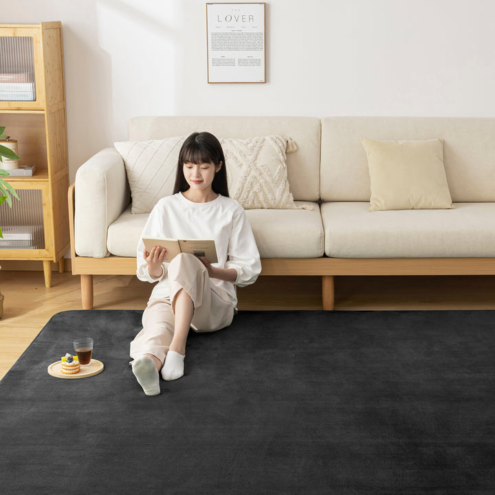 Softime カーペット ラグ 低反発 ラグマット 厚手 15mm 絨毯 防音 200×250cm 約3畳 滑り止め付 防ダニ 抗菌 防臭 地毯 オールシーズン快適 床暖房 ホットカーペット対応 じゅうたん リビングマット 無地・ベージュ
