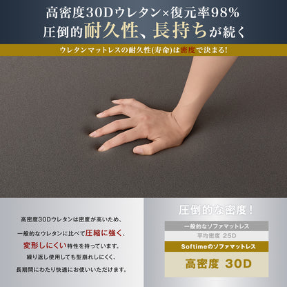 Softime マットレス シングル 極厚18cm 7Ｗay 30D 高反発 ソファマットレス 一人用 折りたたみマットレス ソファーベッド 洗えるカバー 一人暮らし 単身赴任 来客用 圧縮梱包 折りたたみマットレスソファ 80*180*18cm グレー F4