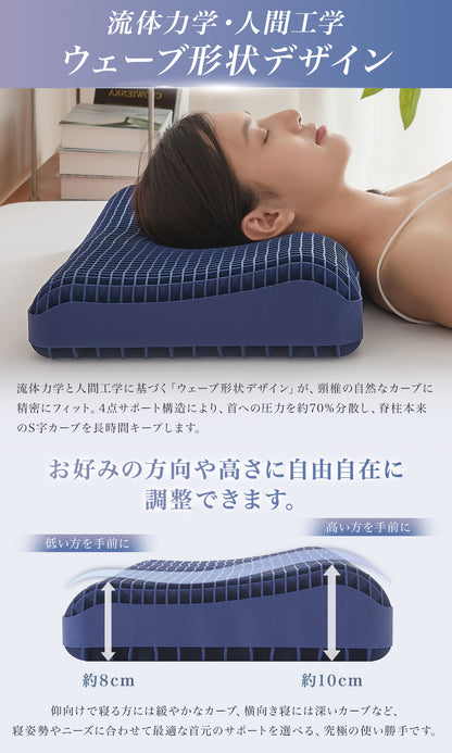 Softime 枕 まくら 首が痛くならない枕 ジェル枕 3 層立体構造 TPE 枕 2 段階高さ調整 快眠枕 圧力分散