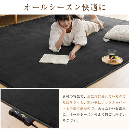 Softime カーペット ラグ 低反発 ラグマット 厚手 15mm 絨毯 防音 200×250cm 約3畳 滑り止め付 防ダニ 抗菌 防臭 地毯 オールシーズン快適 床暖房 ホットカーペット対応 じゅうたん リビングマット 無地・ベージュ