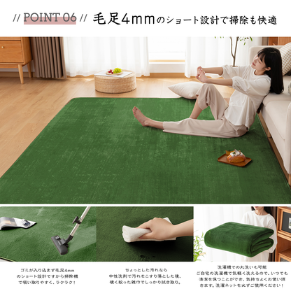 Softime カーペット ラグ ラグマット 185×185cm（約2畳）絨毯 滑り止め付 ラグカーペット 軽量設計 洗える 地毯 抗菌 防臭 防ダニ フランネルラグ オールシーズン 床暖房 ホットカーペット対応 無地・アイボリー