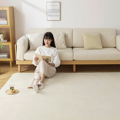 Softime カーペット ラグ 低反発 ラグマット 厚手 15mm 絨毯 防音 200×250cm 約3畳 滑り止め付 防ダニ 抗菌 防臭 地毯 オールシーズン快適 床暖房 ホットカーペット対応 じゅうたん リビングマット 無地・ベージュ