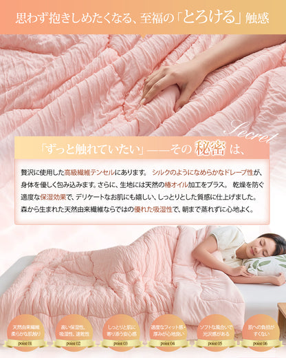 Softime 肌掛け布団 シングル 夏用【接触冷感Q-MAX0.46×天然由来テンセル】夏用掛け布団 ひんやり マシュマロケット リバーシブル ふんわり 柔らかい 体にやさしくフィット 通気速乾 洗える 抗菌防臭 防ダニ 肌布団 冷房対策 肌掛け くしゅくしゅ加工 ひんやりケット 軽量 140×190cm グリーン