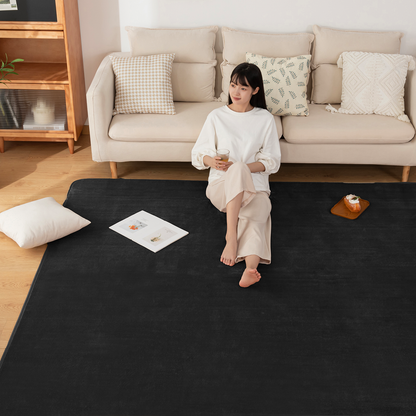 Softime カーペット ラグ ラグマット 185×185cm（約2畳）絨毯 滑り止め付 ラグカーペット 軽量設計 洗える 地毯 抗菌 防臭 防ダニ フランネルラグ オールシーズン 床暖房 ホットカーペット対応 無地・アイボリー