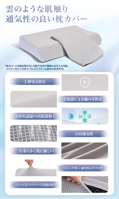Softime 枕 まくら 首が痛くならない枕 ジェル枕【超柔らかい TPE+40D 低反発ウレタン + 高さ 2 段階】枕 肩こり いびき防止枕 颈椎枕 整体枕 横寝枕 快眠枕 肩こり枕 ジェルピロー 無重力枕 ゲル枕 tpe 枕 ハニカム枕 pillow 無重力ピロー 人間工学 低反発枕 圧力分散 ウェーブ形 強通気性 枕カバー付 約 60408/10cm 深眠（スタンダードモデル・W サポート）