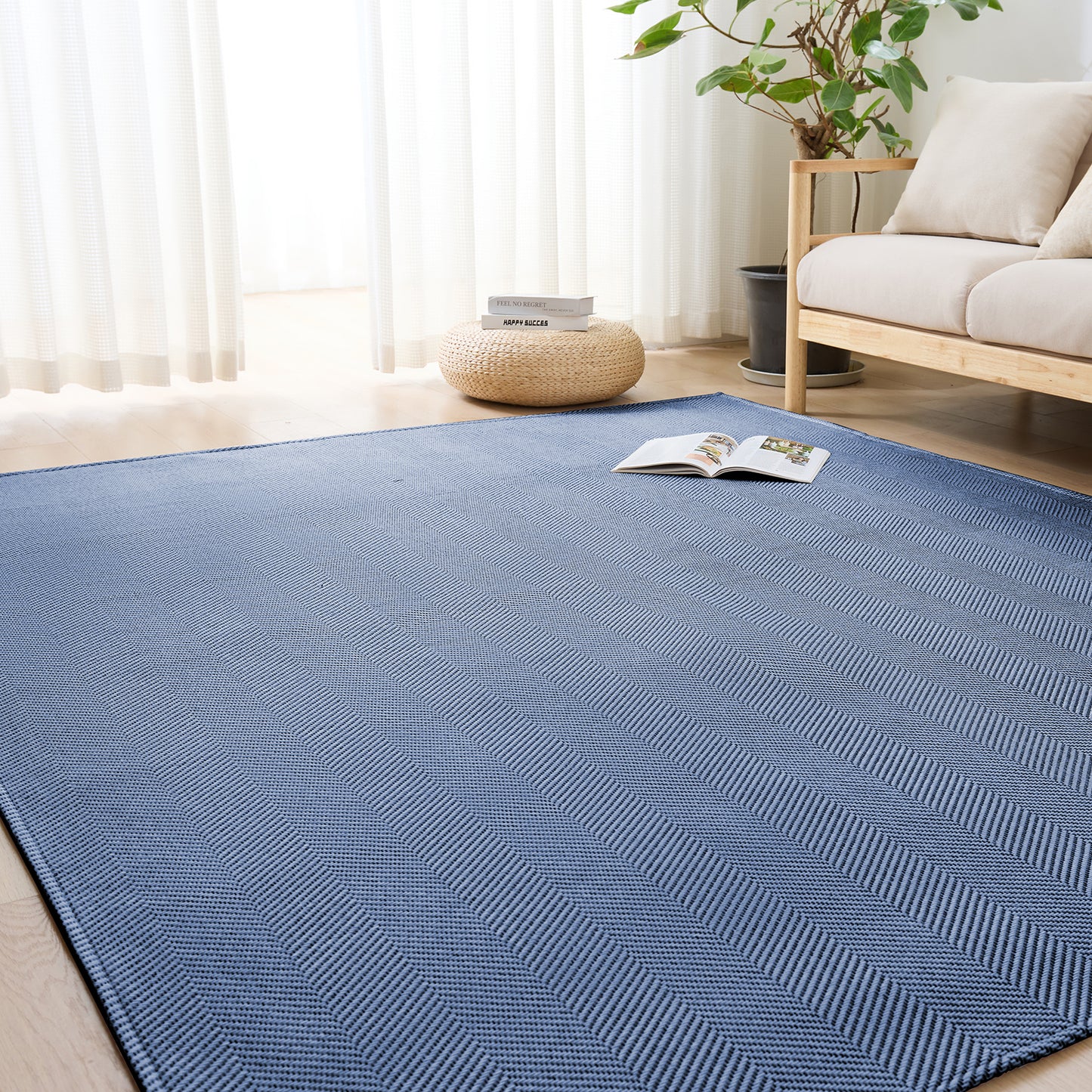 Softime カーペット ラグ ヘリンボーン柄 185×235cm（約3畳）ラグマット 滑り止め オールシーズン 洗える じゅうたん 床保護 防音 おしゃれ 北欧 リビング 幾何柄 ベージュ