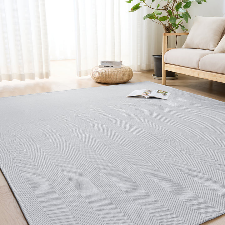 Softime カーペット ラグ ヘリンボーン柄 185×235cm（約3畳）ラグマット 滑り止め オールシーズン 洗える じゅうたん 床保護 防音 おしゃれ 北欧 リビング 幾何柄 ベージュ