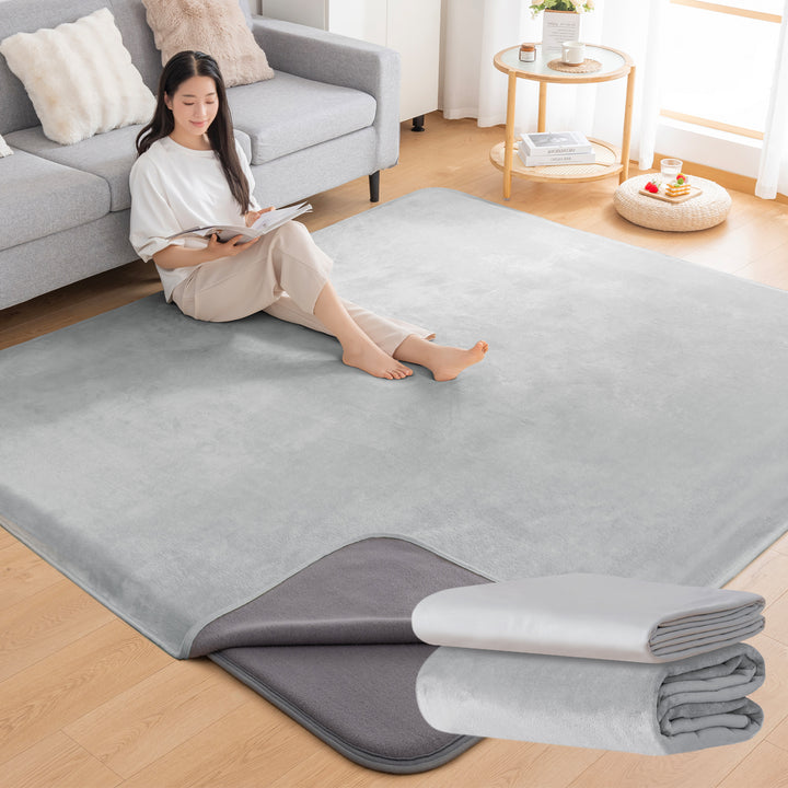 Softime カーペットカバー フランネルラグカバー アンダーラグカバー 1.5 畳（約 135x185cm）ラグ専用 ふわふわ手触り 滑り止め付 SEK 抗菌・防臭・防ダニ加工 オールシーズン快適 140x190cm アイボリー