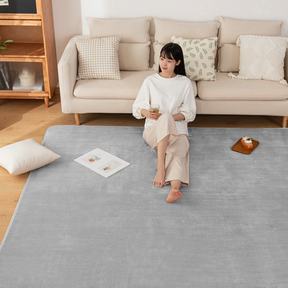 Softime カーペット ラグ ラグマット 185×185cm（約2畳）絨毯 滑り止め付 ラグカーペット 軽量設計 洗える 地毯 抗菌 防臭 防ダニ フランネルラグ オールシーズン 床暖房 ホットカーペット対応 無地・アイボリー