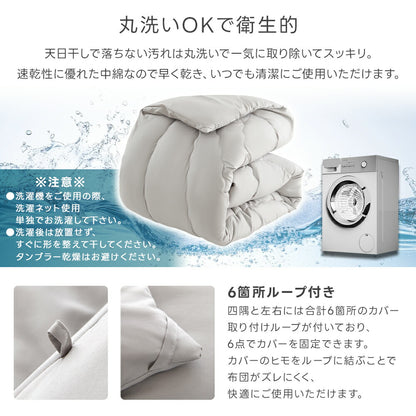 布団セット シングル セミダブル ダブル カバー付きセット 高密度固綿入り 中綿増量 洗える 7点セット 4点セット 防カビ 抗菌防臭 防ダニ 枕 掛け布団 敷布団 収納ケース 寝具セット 敷布団セット 来客用布団 コンパクト