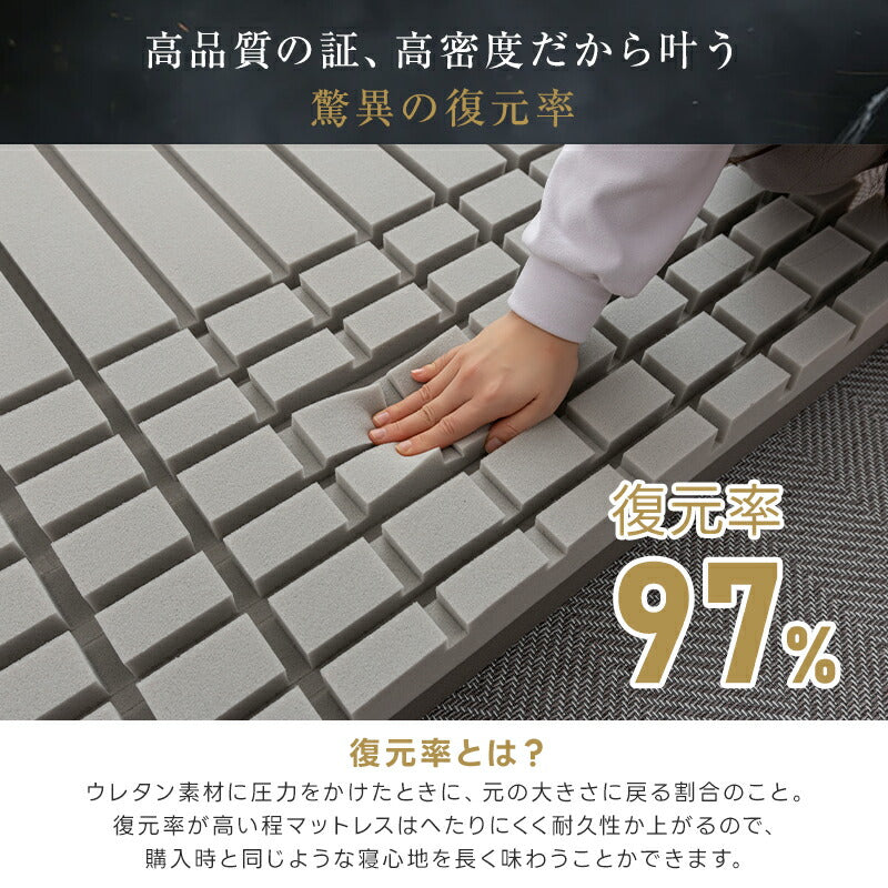 マットレス 高反発 シングル 2層構造 極厚10cm 高密度 190N 30D 硬め 折りたたみ 3つ折り 洗えるカバー 抗菌消臭 ニット メッシュ 寝返り 体圧分散 腰サポート 高反発マットレス 三つ折りマットレス 折り畳み コンパクト ギフト対応