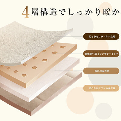 毛布 2枚合わせ 中綿入り 厚手 ボリューム 3Mシンサレート入り 洗える 節電 省エネ 抗菌防臭 吸湿発熱 あったか 軽量 シングル セミダブル ダブル 掛け毛布 もうふ ブランケット 無地 柄 フランネル 襟付 ギフト対応 冬 冬用