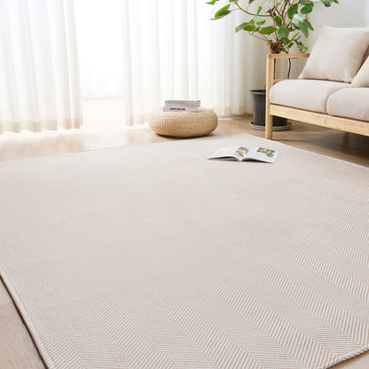 Softime カーペット ラグ ヘリンボーン柄 185×235cm（約3畳）ラグマット 滑り止め オールシーズン 洗える じゅうたん 床保護 防音 おしゃれ 北欧 リビング 幾何柄 ベージュ