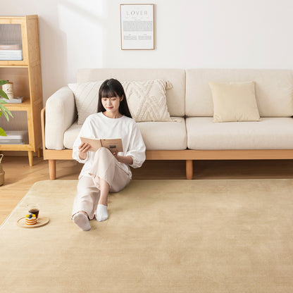Softime カーペット ラグ 低反発 ラグマット 厚手 15mm 絨毯 防音 200×250cm 約3畳 滑り止め付 防ダニ 抗菌 防臭 地毯 オールシーズン快適 床暖房 ホットカーペット対応 じゅうたん リビングマット 無地・ベージュ