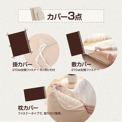 布団セット シングル 4点セット 7点セット 収納ケース付き 抗菌防臭・防ダニ・洗える 中綿増量 1.5kg 固綿入り 体圧分散 寝具セット 敷き布団・掛け布団・枕・収納バッグ・同色専用カバー コンパクト 来客用 新生活 ベッド用 布団セット