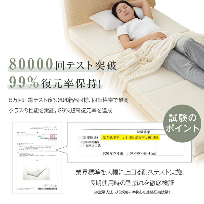 マットレス 高反発 三つ折り 極厚10cm シングル S 150N 硬め 敷布団 敷き布団 高反発ウレタン 竹炭入り 抗菌消臭 防ダニ 凹凸加工 体圧分散 3つ折り 洗えるカバー 折りたたみ 高反発マットレス ベッドマットレス ギフト対応 翌日発送